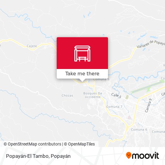 Popayán-El Tambo map