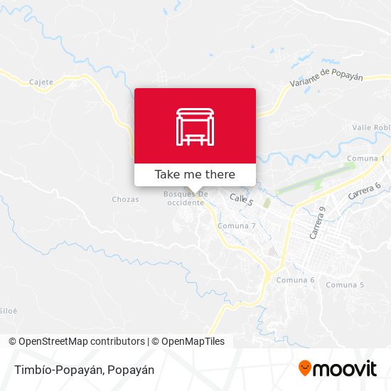 Timbío-Popayán map
