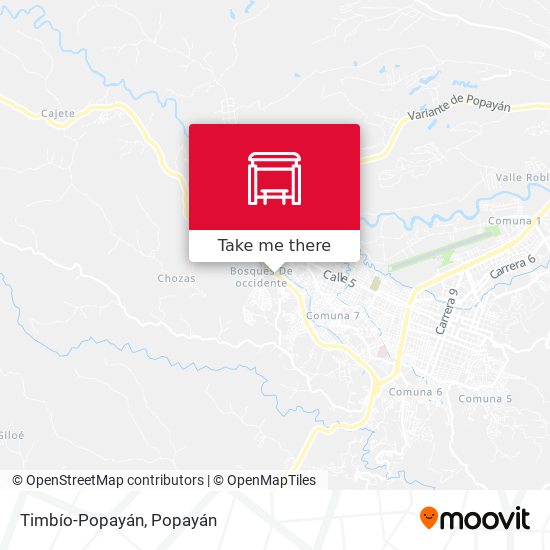 Mapa de Timbío-Popayán