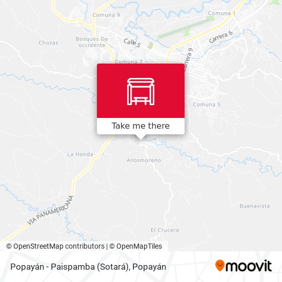Popayán - Paispamba (Sotará) map