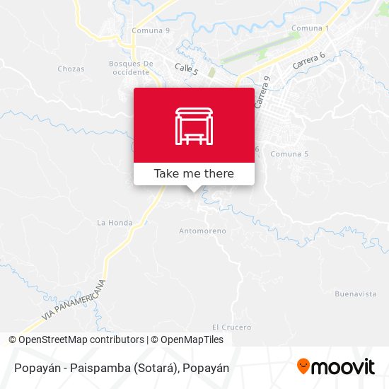 Popayán - Paispamba (Sotará) map