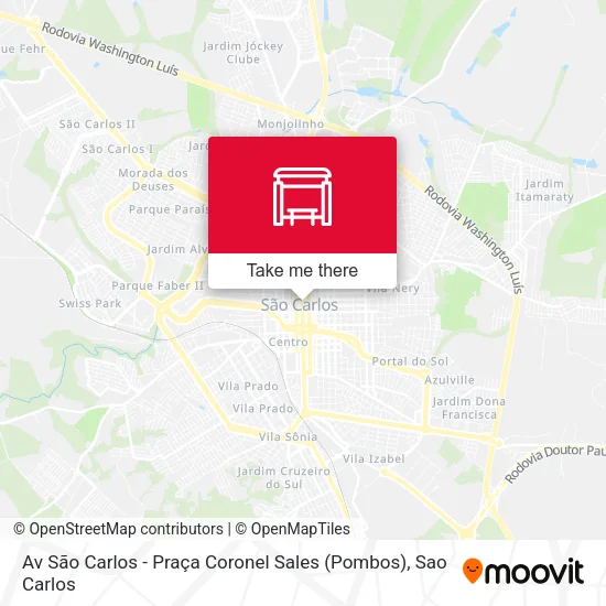 Av São Carlos - Praça Coronel Sales (Pombos) map
