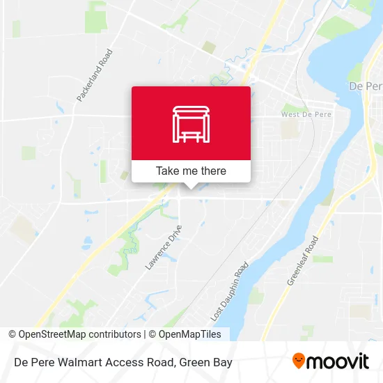 De Pere Walmart Access Road map