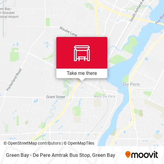Mapa de Green Bay - De Pere Amtrak Bus Stop