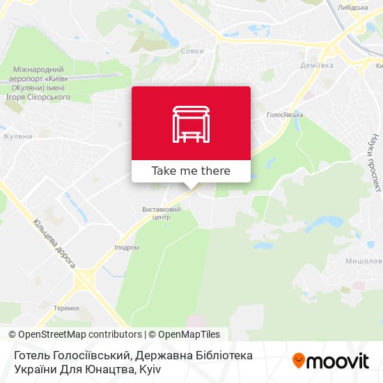 Карта Готель Голосіївський, Державна Бібліотека України Для Юнацтва