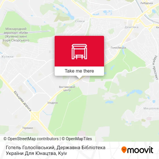 Карта Готель Голосіївський, Державна Бібліотека України Для Юнацтва