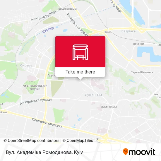 Карта Вул. Академіка Ромоданова