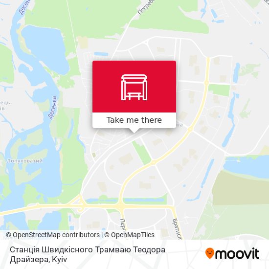 Станція Швидкісного Трамваю Теодора Драйзера map