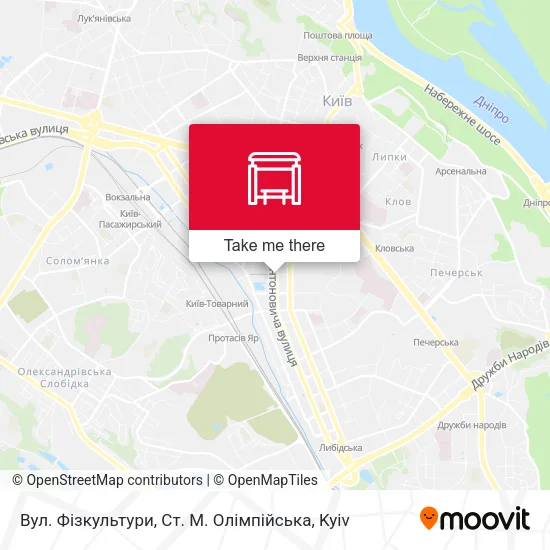 Карта Вул. Фізкультури, Ст. М. Олімпійська