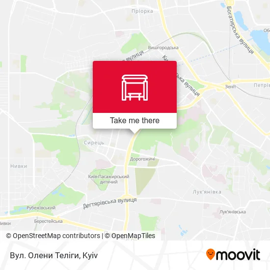 Карта Вул. Олени Теліги