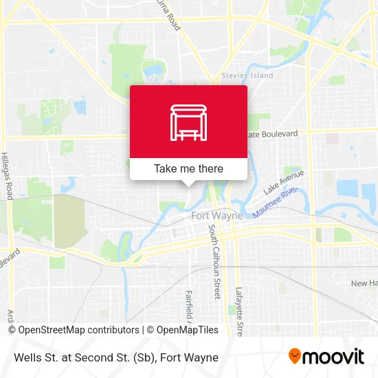 Mapa de Wells St. at Second St. (Sb)
