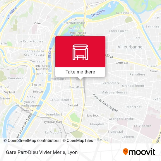 Gare Part-Dieu Vivier Merle map