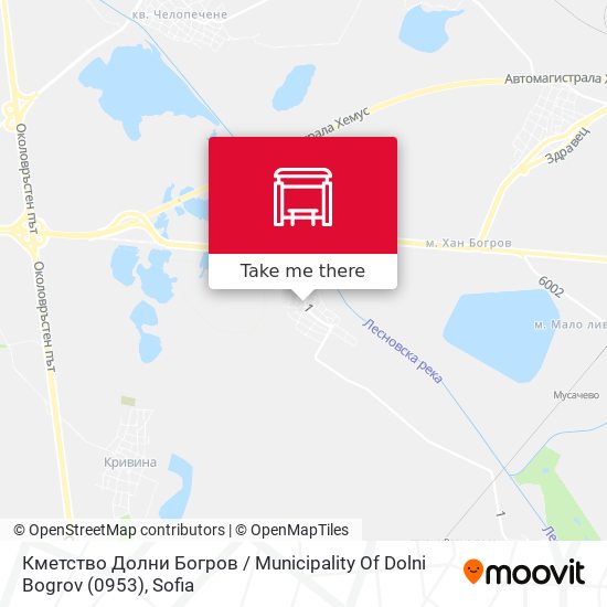 Кметство Долни Богров / Municipality Of Dolni Bogrov (0953) map