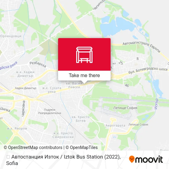 Карта 🚌 Автостанция Изток / Iztok Bus Station (2022)