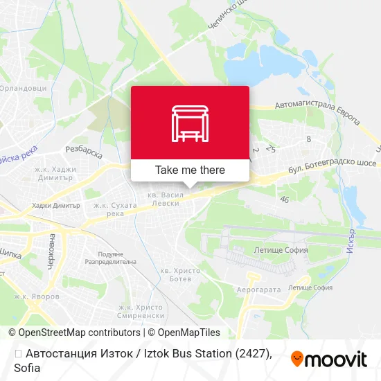 Карта 🚌 Автостанция Изток / Iztok Bus Station (2427)