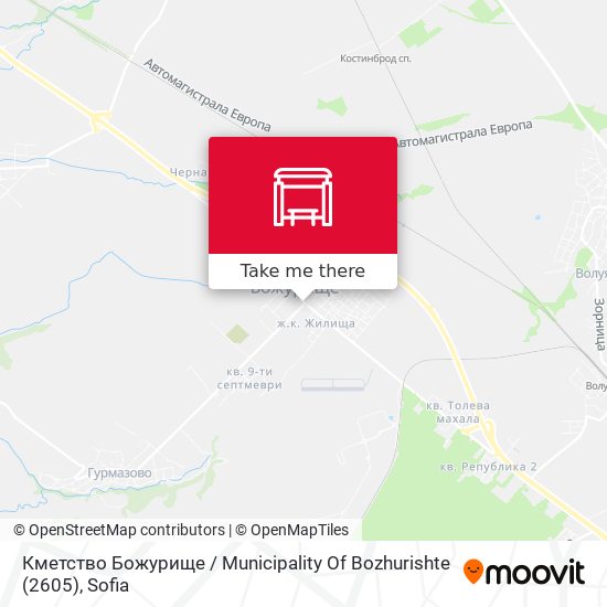 Кметство Божурище / Municipality Of Bozhurishte (2605) map