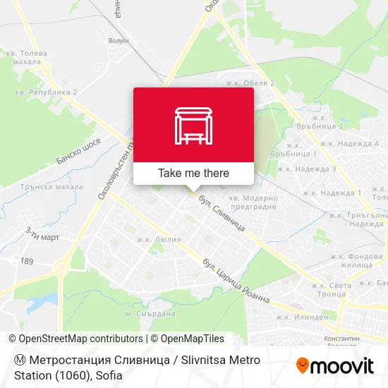 Карта Ⓜ️ Метростанция Сливница / Slivnitsa Metro Station (1060)