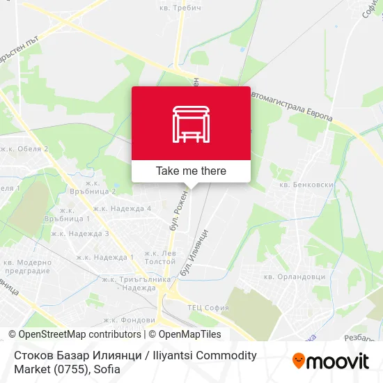 Стоков Базар Илиянци / Iliyantsi Commodity Market (0755) map