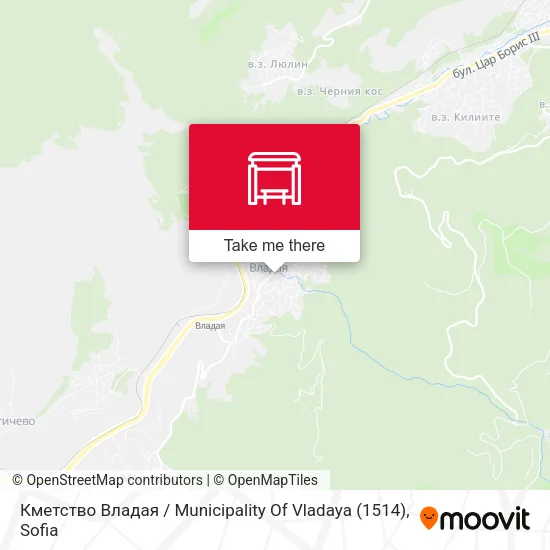 Кметство Владая / Municipality Of Vladaya (1514) map