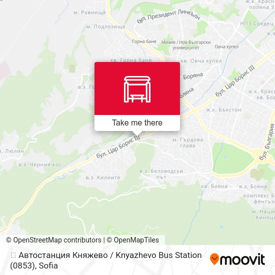 Карта 🚌 Автостанция Княжево / Knyazhevo Bus Station (0853)