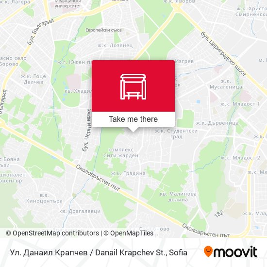 Карта Ул. Данаил Крапчев / Danail Krapchev St.