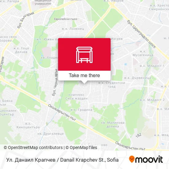 Карта Ул. Данаил Крапчев / Danail Krapchev St.