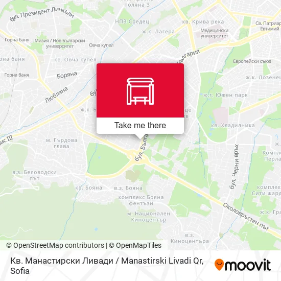 Карта Кв. Манастирски Ливади / Manastirski Livadi Qr