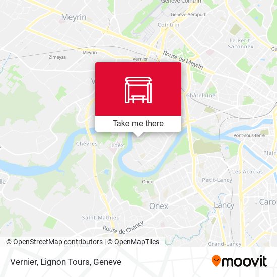 Vernier, Lignon Tours map