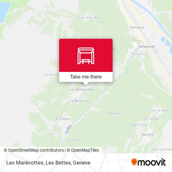 Les Marécottes, Les Bettex map