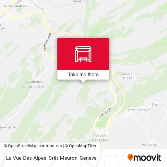 La Vue-Des-Alpes, Crêt-Meuron map
