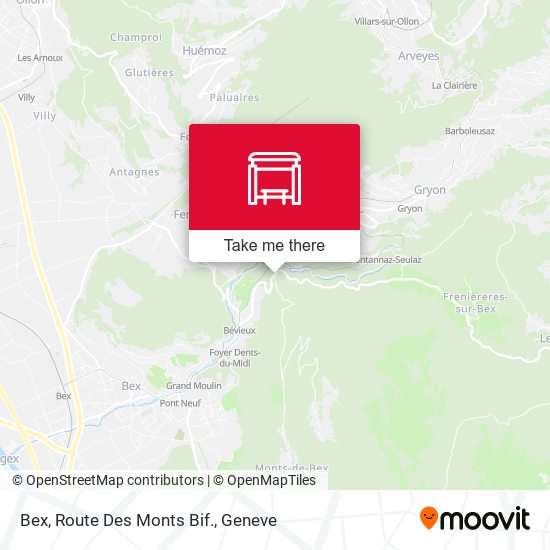 Bex, Route Des Monts Bif. map
