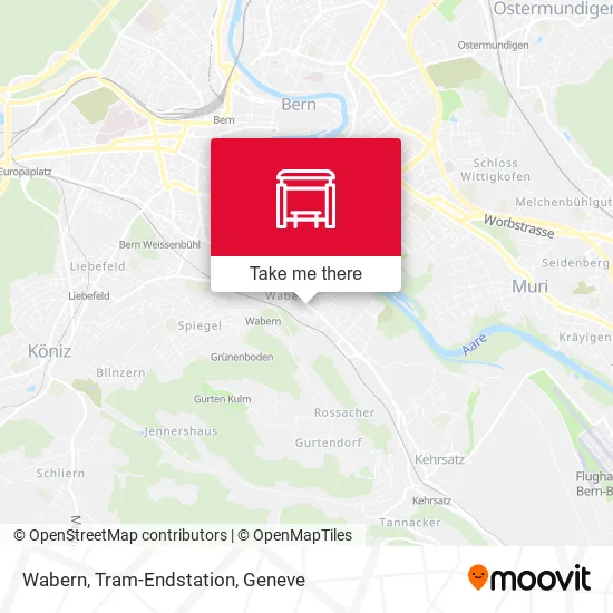 Wabern, Tram-Endstation map