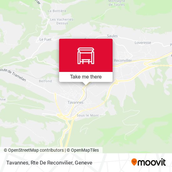 Tavannes, Rte De Reconvilier map