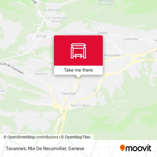 Tavannes, Rte De Reconvilier map