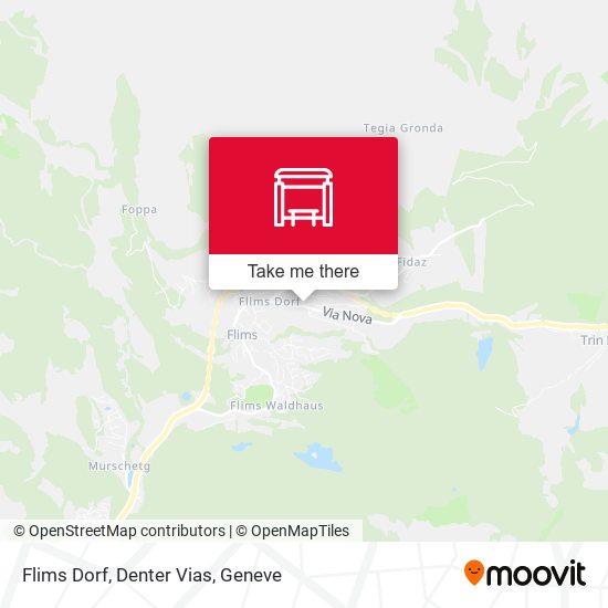 Flims Dorf, Denter Vias map
