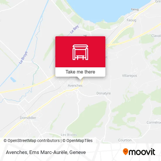 Avenches, Ems Marc-Aurèle map