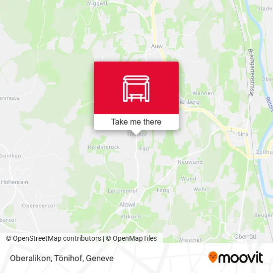 Oberalikon, Tönihof map