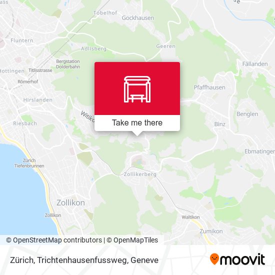 Zürich, Trichtenhausenfussweg Karte