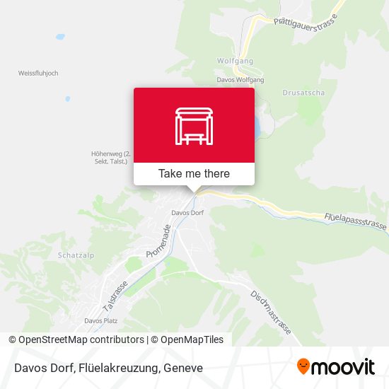 Davos Dorf, Flüelakreuzung map