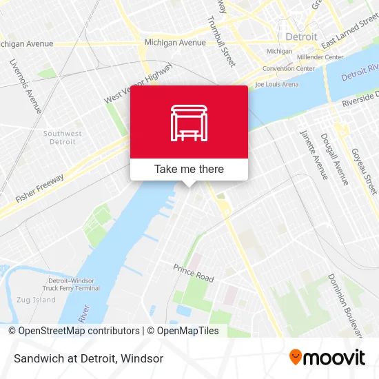 Sandwich at Detroit map