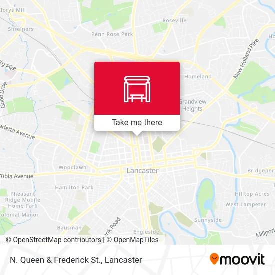N. Queen & Frederick St. map