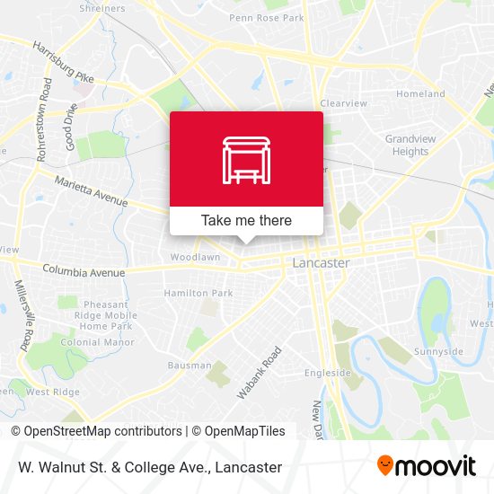 W. Walnut St. & College Ave. map