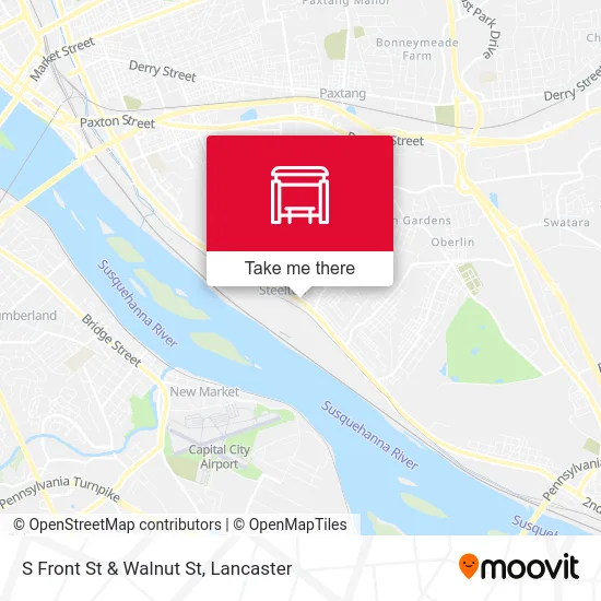 S Front St & Walnut St map