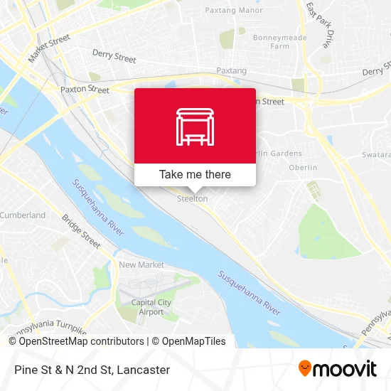 Pine St & N 2nd St map