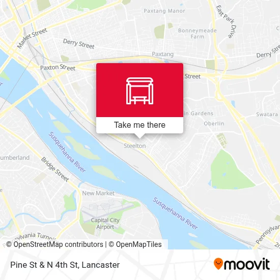 Pine St & N 4th St map