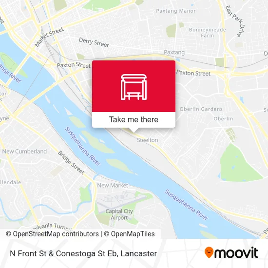 N Front St & Conestoga St Eb map