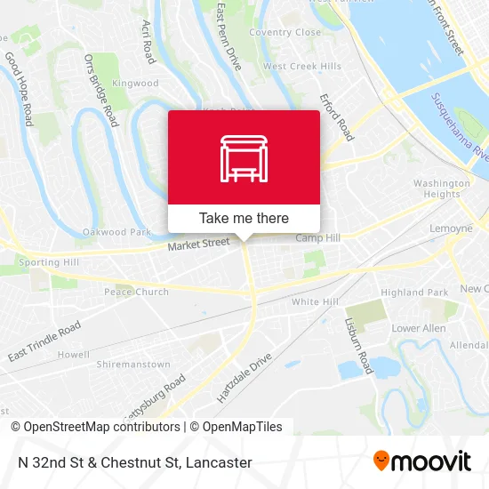 N 32nd St & Chestnut St map