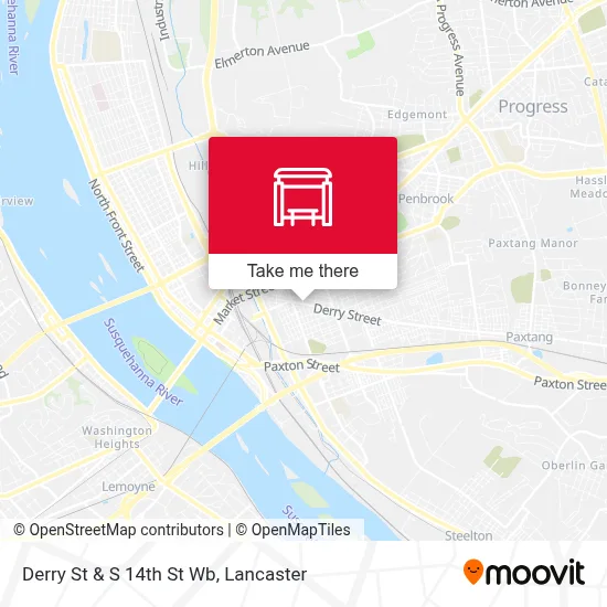 Derry St & S 14th St Wb map