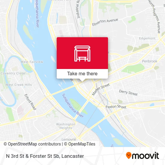 N 3rd St & Forster St Sb map