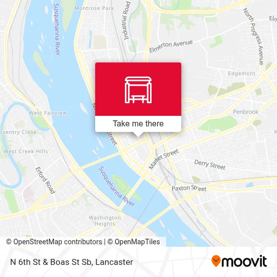 N 6th St & Boas St Sb map